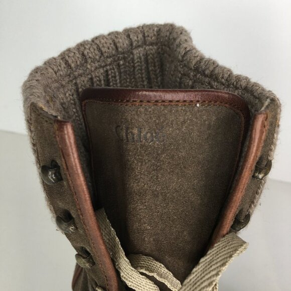 Chloe Suede Sock Heeled Wedge Ankle Boots Size 39 - Picture 5 of 9